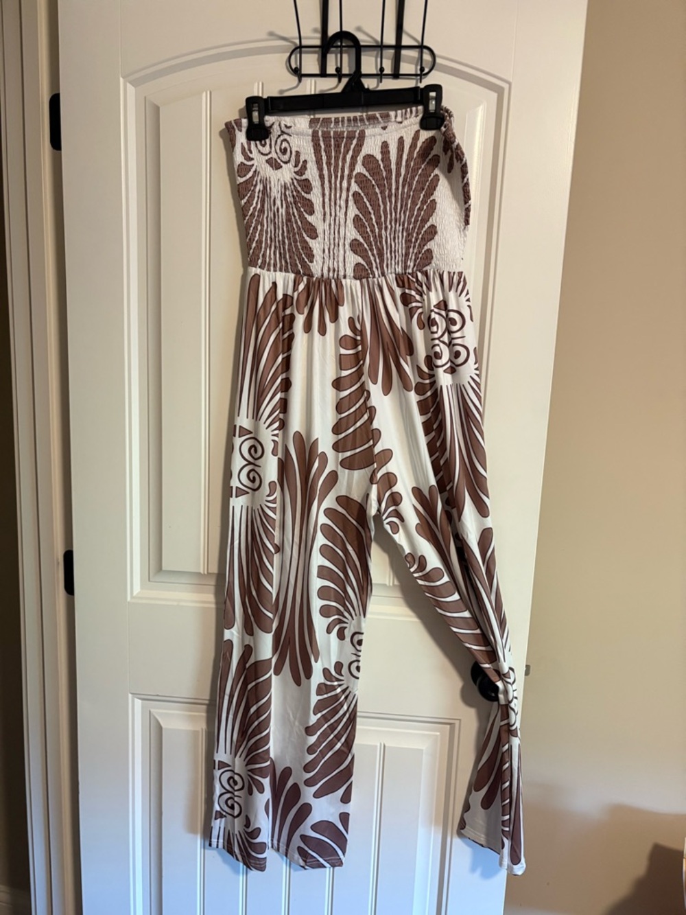 Strapless Wide-Leg Jumpsuit in White and Brown BRAND NEW - Picture 1 of 2